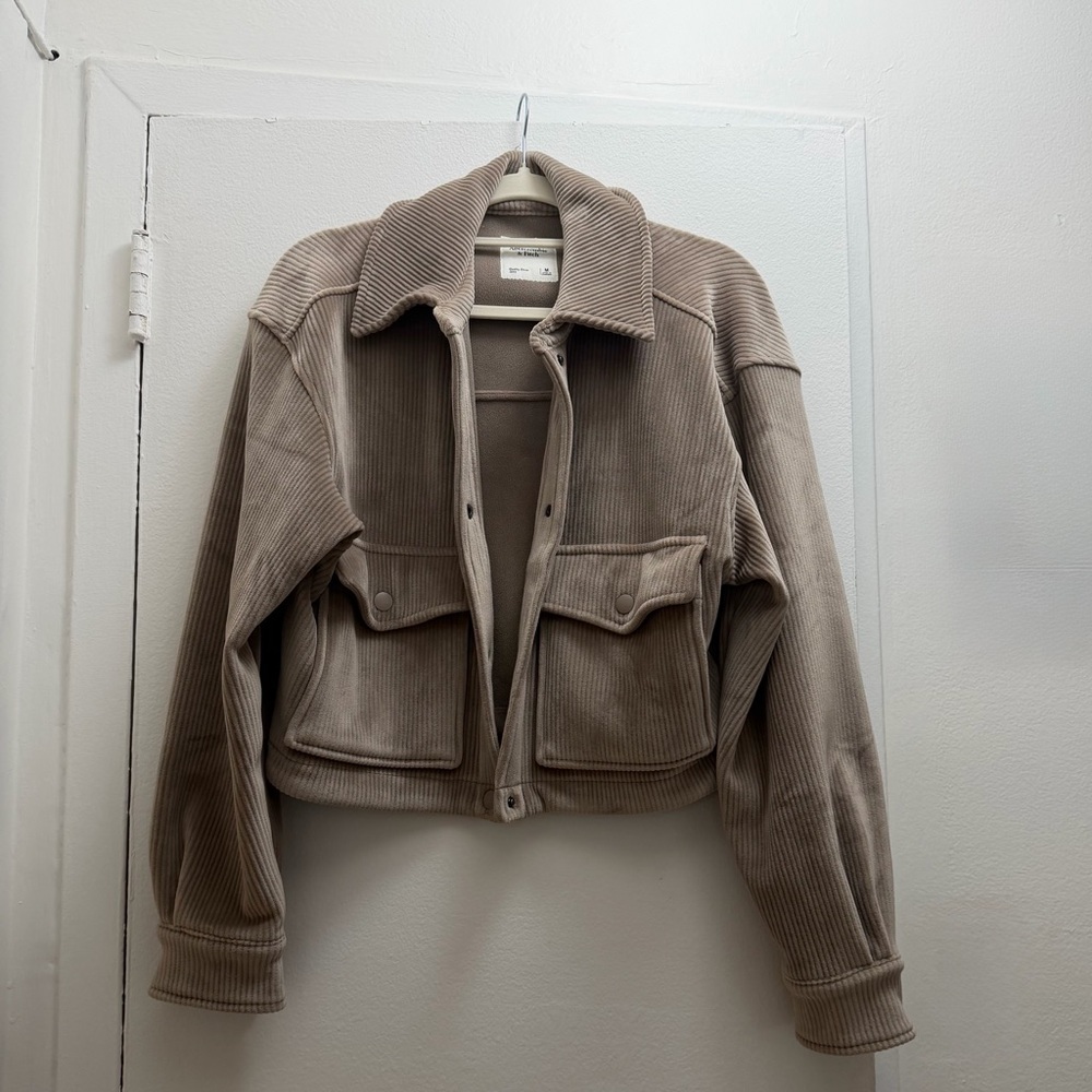 Abercrombie Tan Corduroy Cropped Jacket